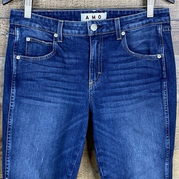 AMO Twist Zip Skinny Jeans Ankle Zipper Sapphire Blue Denim Size 30 - Picture 2 of 12